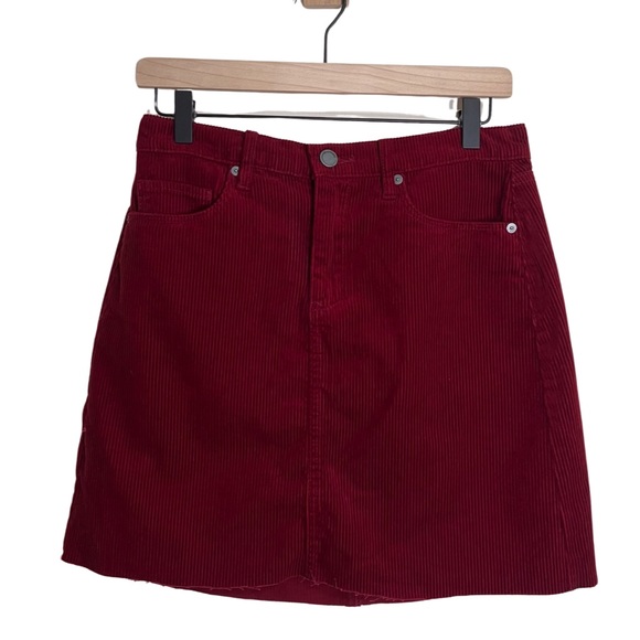 Blank NYC Dresses & Skirts - HP 🎉 NWT BLANKNYC Burgundy Cherry Red Corduroy Raw Hem Mini Skirt